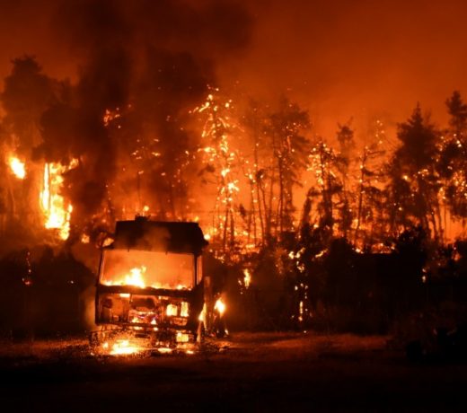 Hundreds flee, homes destroyed as forest fires ravage Greek island