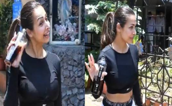 bollywood malaika arora spotted outside gym users asking questions about black water in her bottle