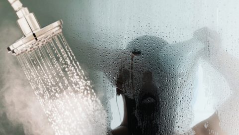 Steam hot water in the bathroom