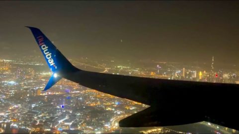 fly dubai night sky