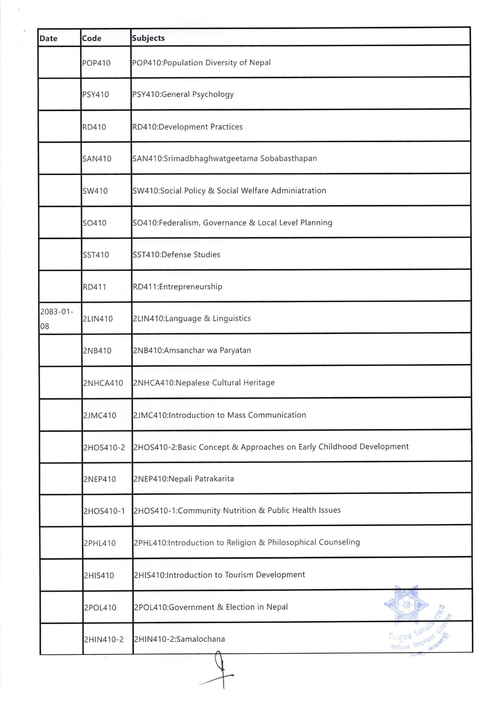 Tribhuvan University Publishes Exam Schedule 10 1771934809 00010
