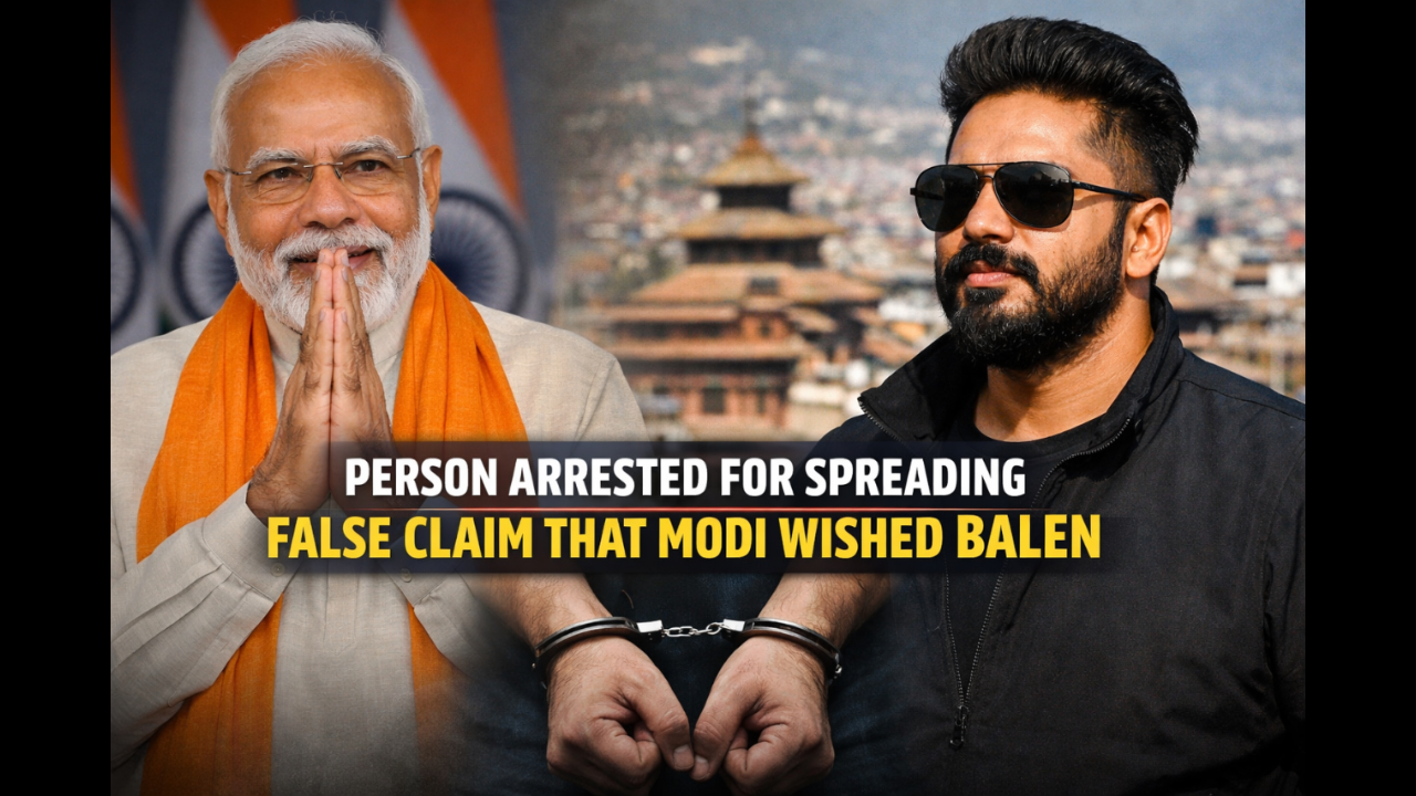 Person arrested for spreading False claim that Narendra modi wished Balen 1 modi